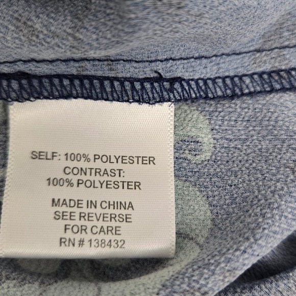 ModCloth x DuPENNY 1X Navy Blue Peacock Print V Neck Knot Sleeve Top Casual Chic - Picture 5 of 5